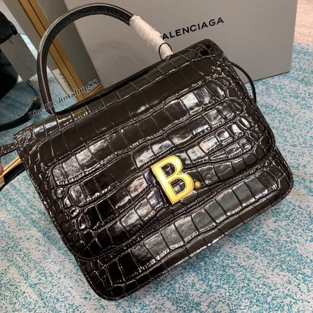 Balenciaga專櫃爆款巴黎世家鱷魚黑色手提豆腐包 款號：644205 fyj1920